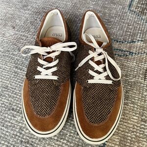 Polo by Ralph Lauren Herringbone Brown and Cream Sneakers 14
